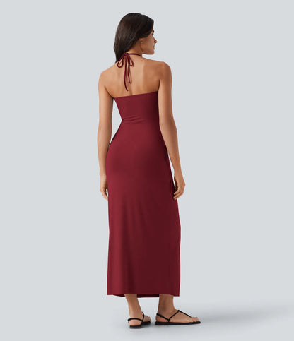 Korven Halter Tie Back Maxi Dress with Pockets