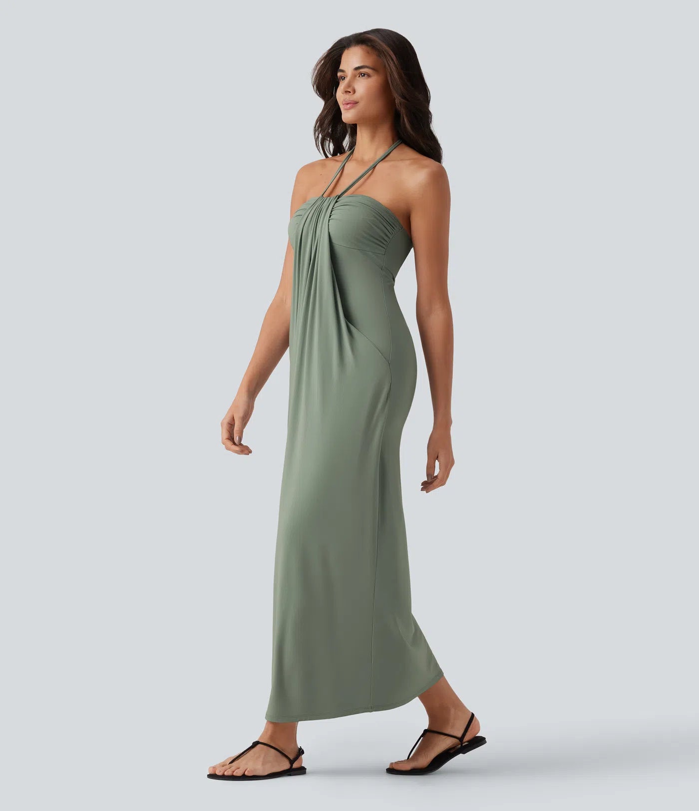 Korven Halter Tie Back Maxi Dress with Pockets