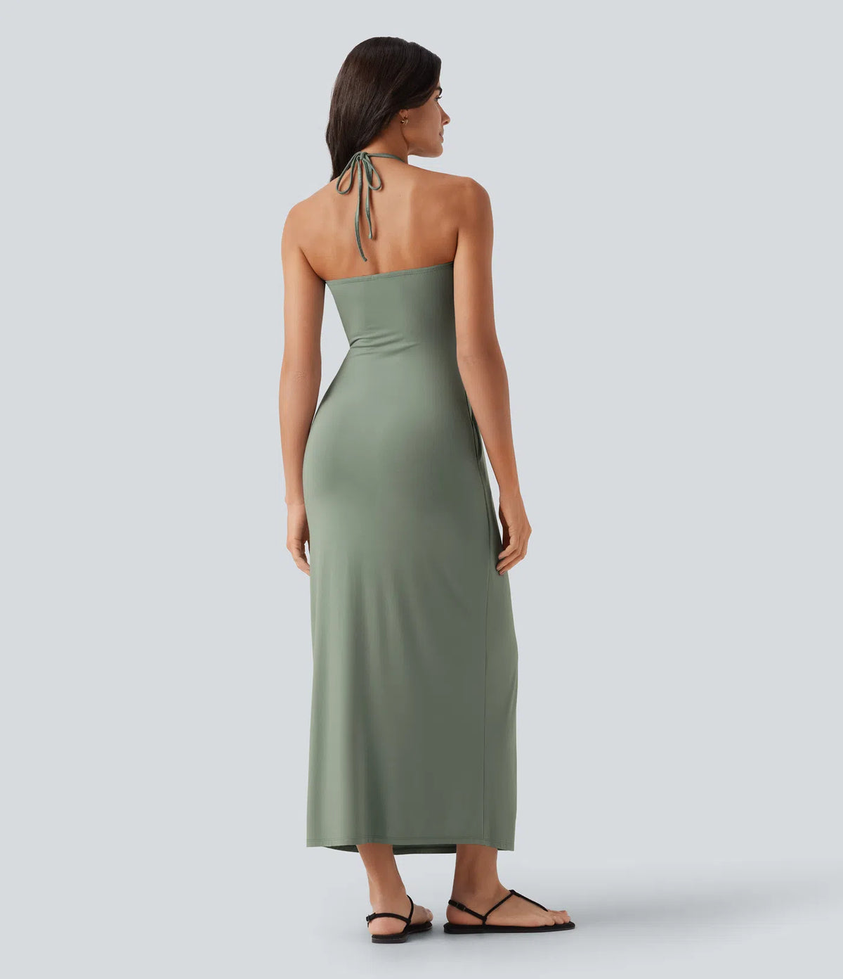 Korven Halter Tie Back Maxi Dress with Pockets