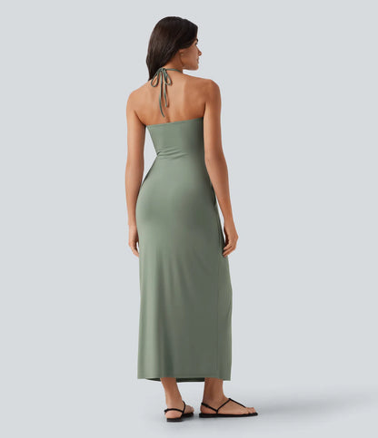 Korven Halter Tie Back Maxi Dress with Pockets