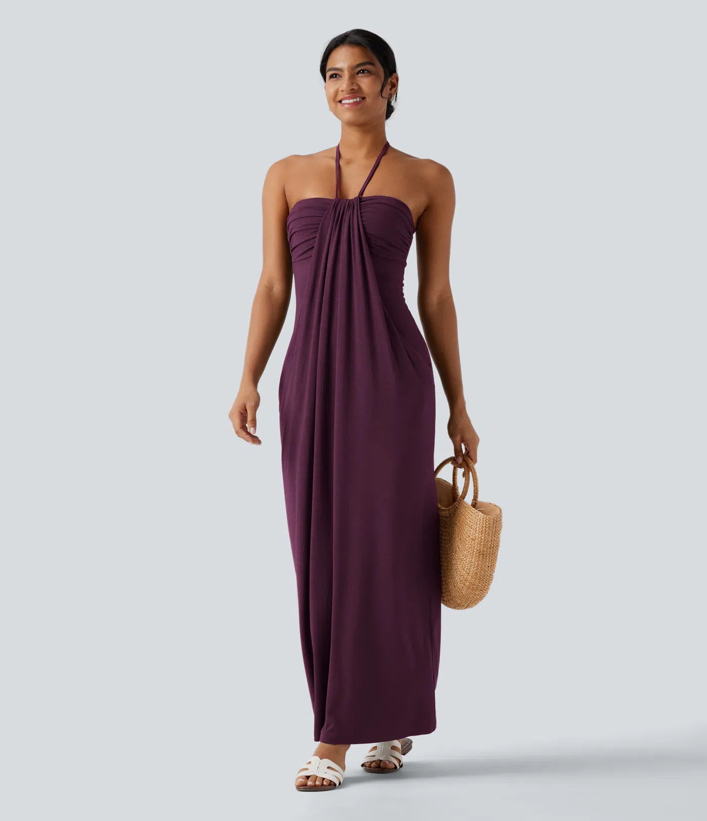 Korven Halter Tie Back Maxi Dress with Pockets
