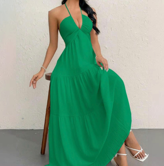 Strapless Sexy Backless Tie-Up Casual Halter Neck Dress
