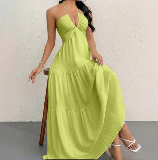 Strapless Sexy Backless Tie-Up Casual Halter Neck Dress