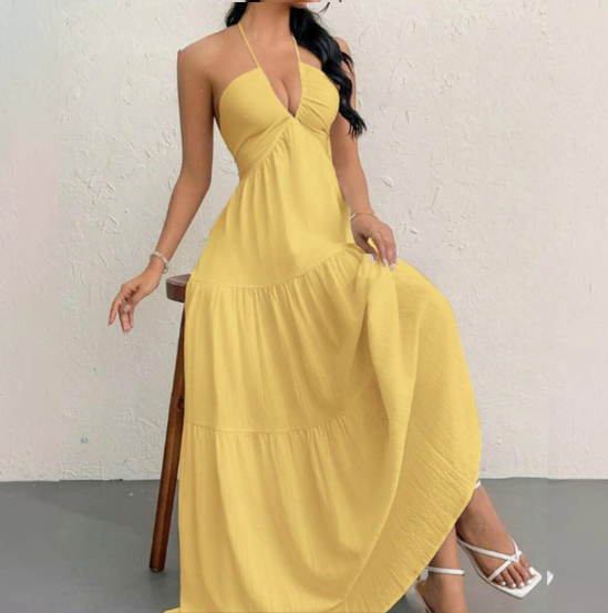 Strapless Sexy Backless Tie-Up Casual Halter Neck Dress
