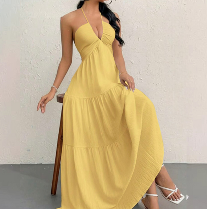 Strapless Sexy Backless Tie-Up Casual Halter Neck Dress