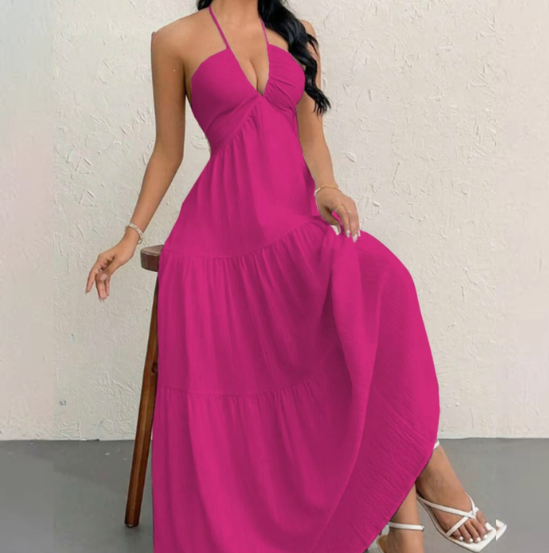 Strapless Sexy Backless Tie-Up Casual Halter Neck Dress