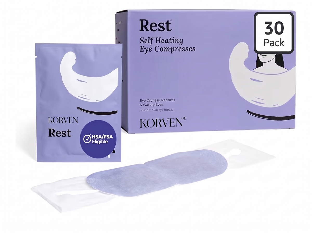 Korven Rest: Self Heating Warm Compress With Hydrating Minerals For Dry Eyes | 30 Count