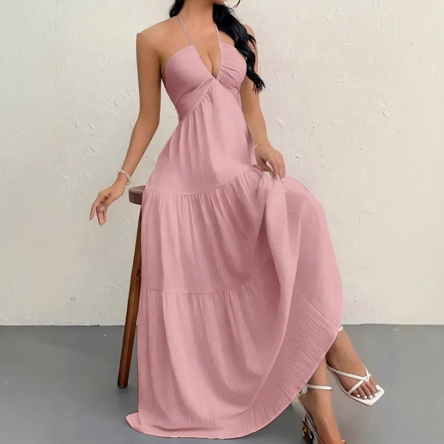 Strapless Sexy Backless Tie-Up Casual Halter Neck Dress